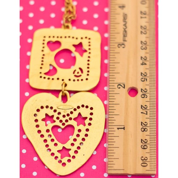 Vintage Square & Heart Gold Tone Necklace by Avon 37 inch - P16 - Picture 3 of 3